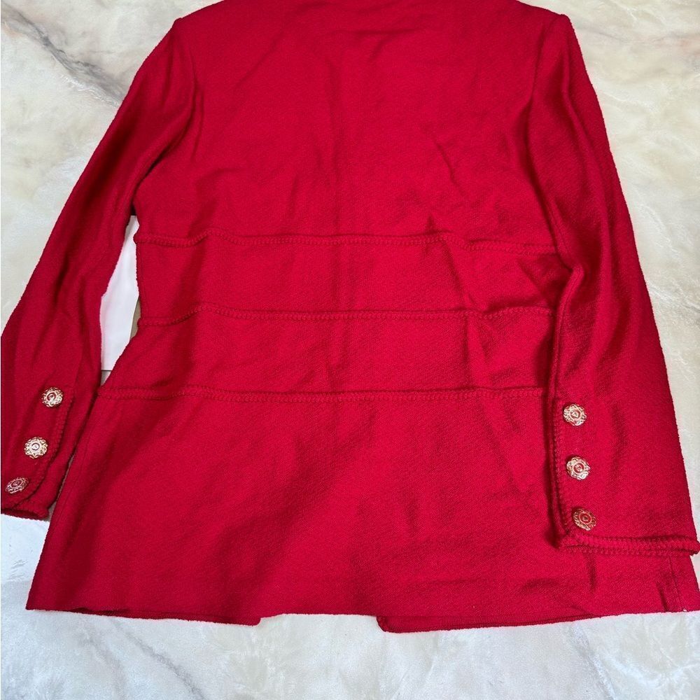 St. John Red Zip-Front Knit Jacket - Picture 7 of 11